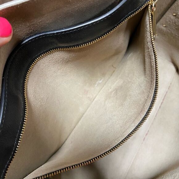 Jimmy Choo East-West Blush & Off White Logo Embossed Leather Twist Tote Bag - Picture 9 of 14